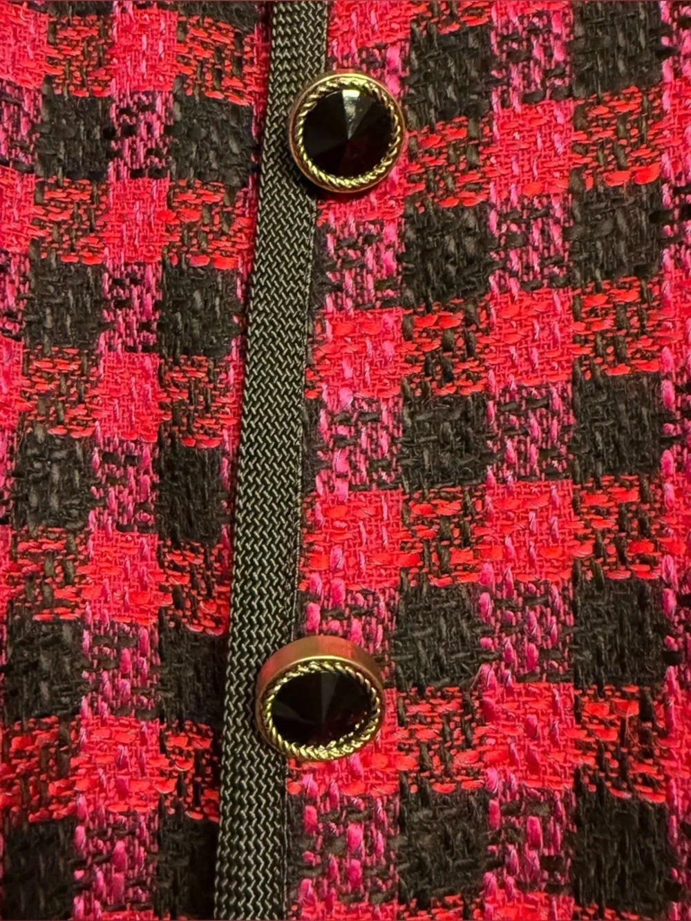 Preswick & Moore Vtg 90s Pink & Black Blazer Jacket, Gold/Black Buttons Size 14 - Picture 10 of 17